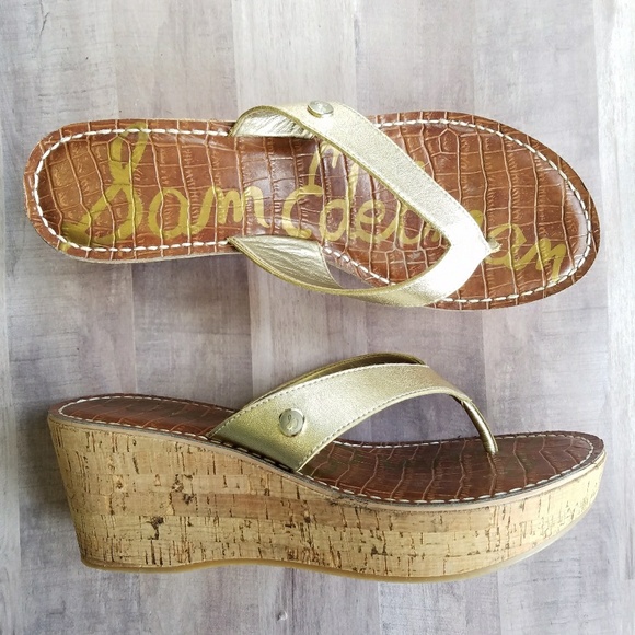 Sam Edelman Shoes - Sam Edelman Romy Wedge Sandals Gold